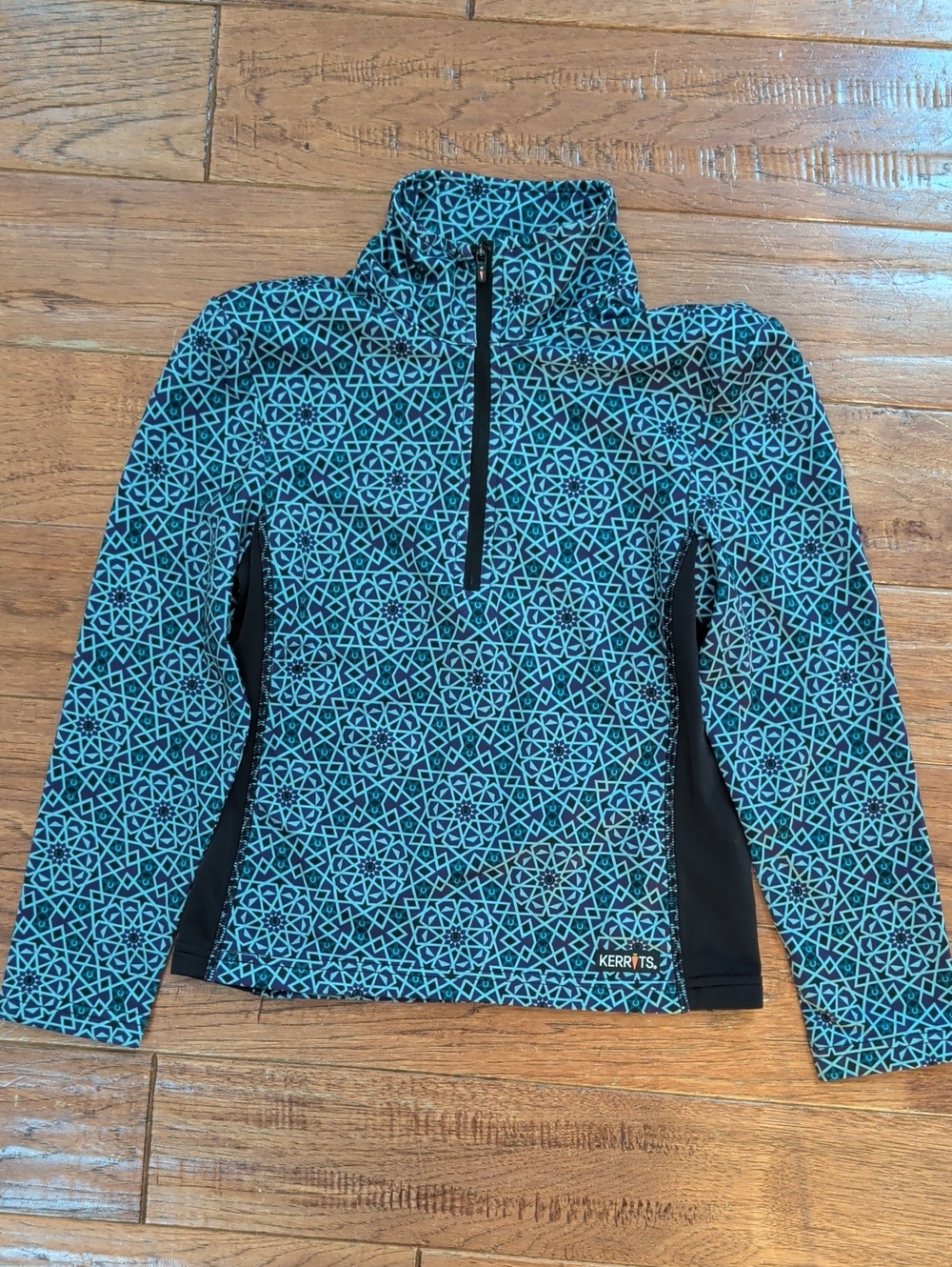 Kerrits Youth Blue Geometric Half-Zip Riding Top